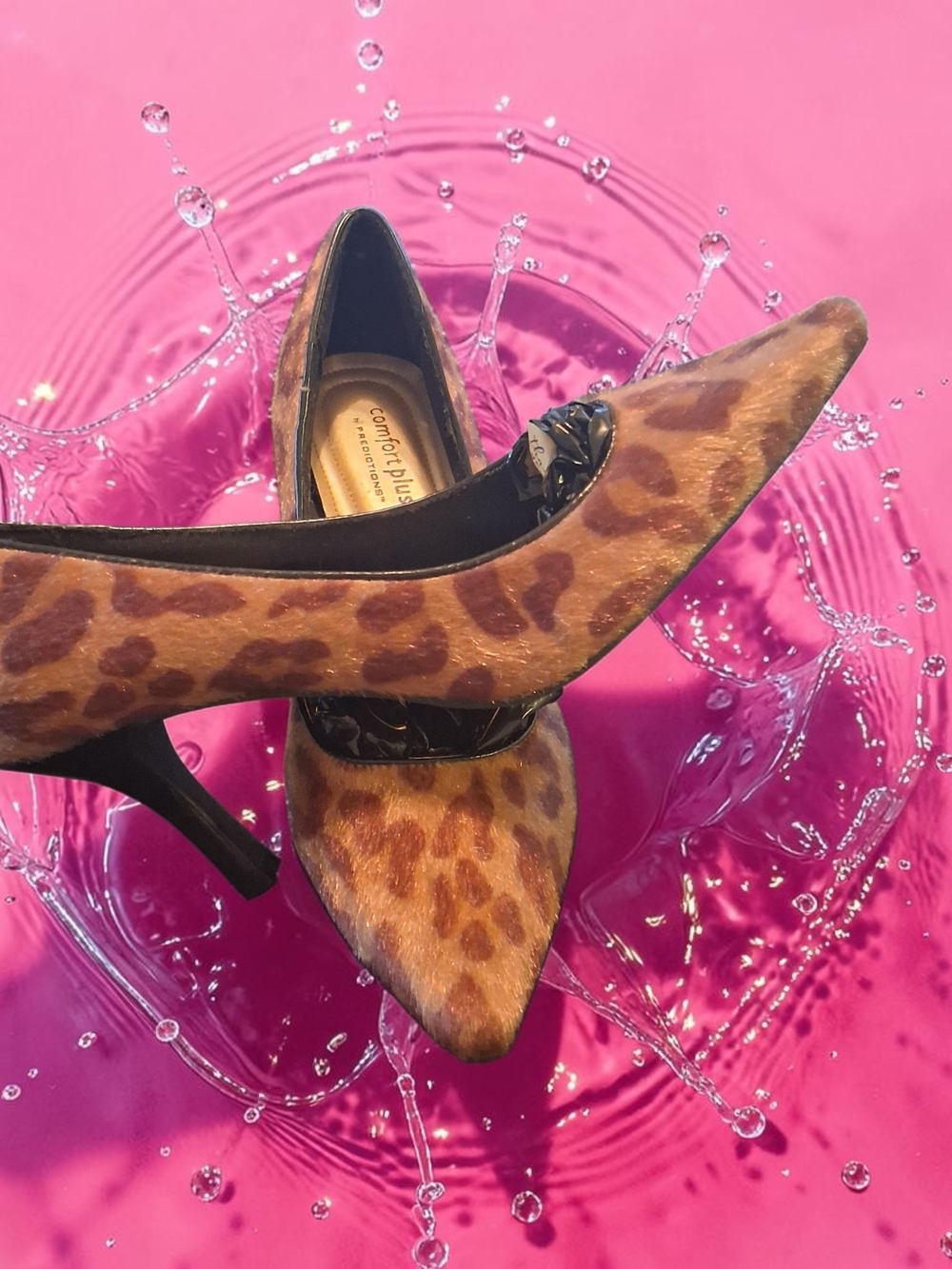 Comfort Plus by Predictions leopard print pointed-toe Stilleto heels Womens 7.5